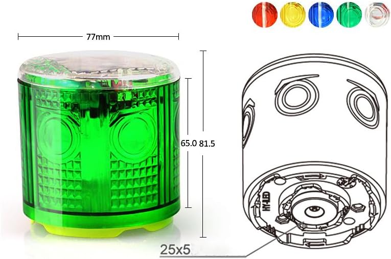 risoon Solar Strobe Warning Light: IP54 Waterproof Flashing Safety High Bright LED Warning Lamp Traffic Light for Construction, Factory, Safety Road Sign, Dock Marine Beacon (Red-Column) - Image 2